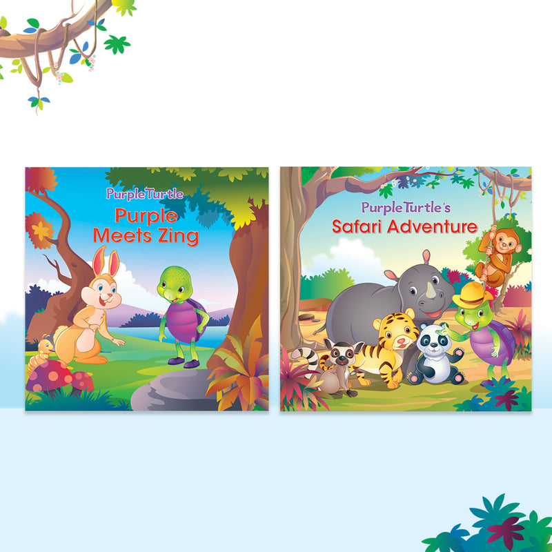 Story Books for Kids (Set of 2 Books) Purple Meets Zing, Safari Adventure