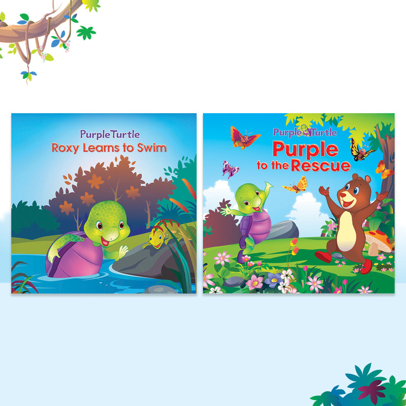 Story Books for Kids (Set of 2 Books) Roxy Learns to Swim, Purple to the Rescue