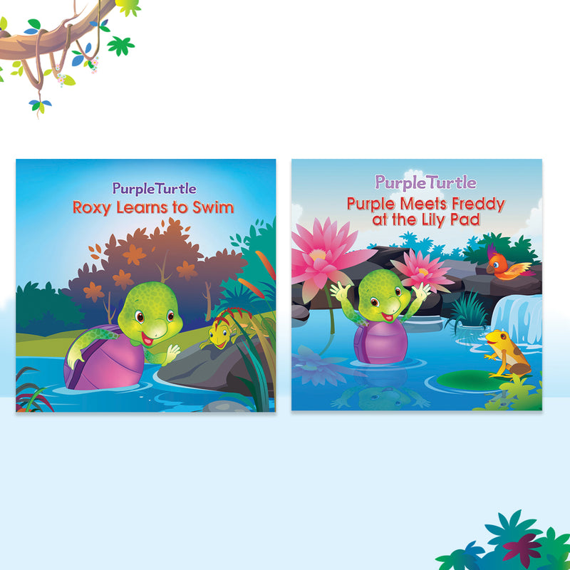Story Books for Kids (Set of 2 Books) Roxy Learns to Swim, Purple Meets Freddy at the Lily Pad