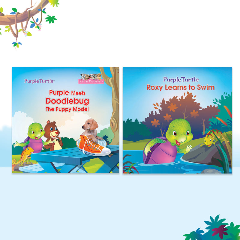 Story Books for Kids (Set of 2 Books) Roxy Learns to Swim, Purple Meets Doodlebug, the Puppy Model