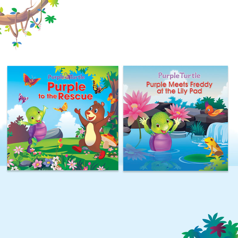 Story Books for Kids (Set of 2 Books) Purple to the Rescue Purple Meets Freddy at the Lily Pad