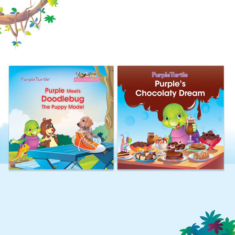 Story Books for Kids (Set of 2 Books) Purple's Chocolaty DreamPurple Meets Doodlebug, the Puppy Model