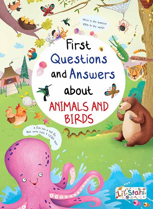 Set of 4 First Questions and Answers Board Books including Human Body, Things at Home, Nature and Animals & Birds