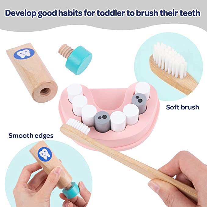 Playbox Wooden Tiny Teeth  Doctor Kit Dentist Toys for Kids | Pretend Play Toys Medical Kit |17 PCS Dentist Game Toys for Boys & Girls Age 3+