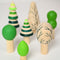 Playbox 7Pcs Wooden Tropical Tree Toy Set Wooden Forest Various Sizes Pretend Play Natural Wood Trees Creative Children's Arts Toy