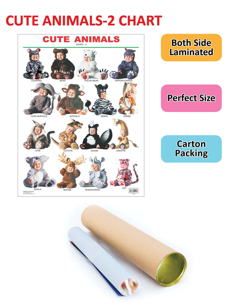 Cute Animals - 2. : Reference Educational Wall Chart By Dreamland Publications 9788184511161