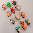 Playbox Little wagon wooden Toy cars mini construction vehicles set, 12 Toy Cars Bulk Playset