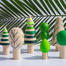 Playbox 7Pcs Wooden Tropical Tree Toy Set Wooden Forest Various Sizes Pretend Play Natural Wood Trees Creative Children's Arts Toy