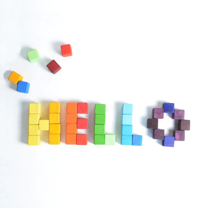 Rainbow Cube Building Blocks - Wooden (36 Squares)