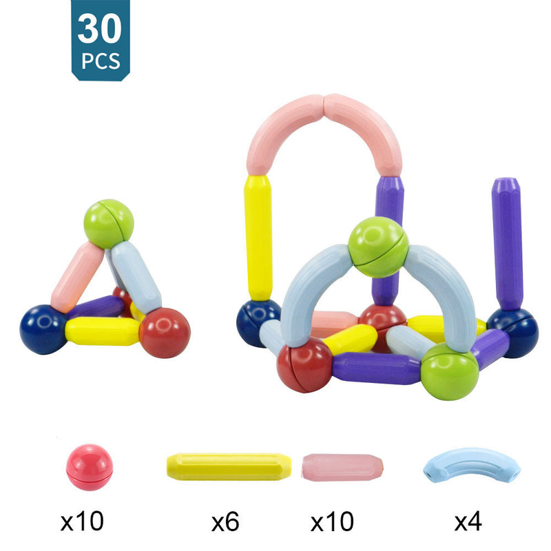 Magnetic Stick and Balls Set I Building Blocks I 3D Puzzle I Vibrant Colors Different Sizes Curved Shapes I Children Educational Toy