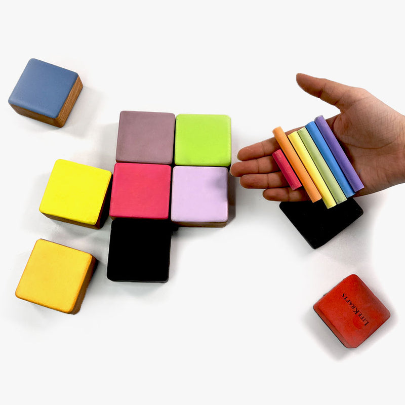 Playbox Chalk Board Block- 9 PCS of blocks, 1 Multicolor Chalk box and 1 Duster