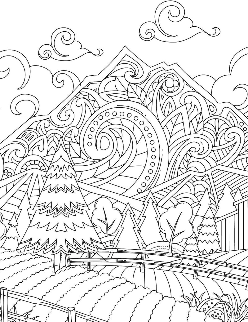 Countryside- Colouring Book for Adults : Colouring Books for Peace and Relaxation Children Book By Dreamland Publications