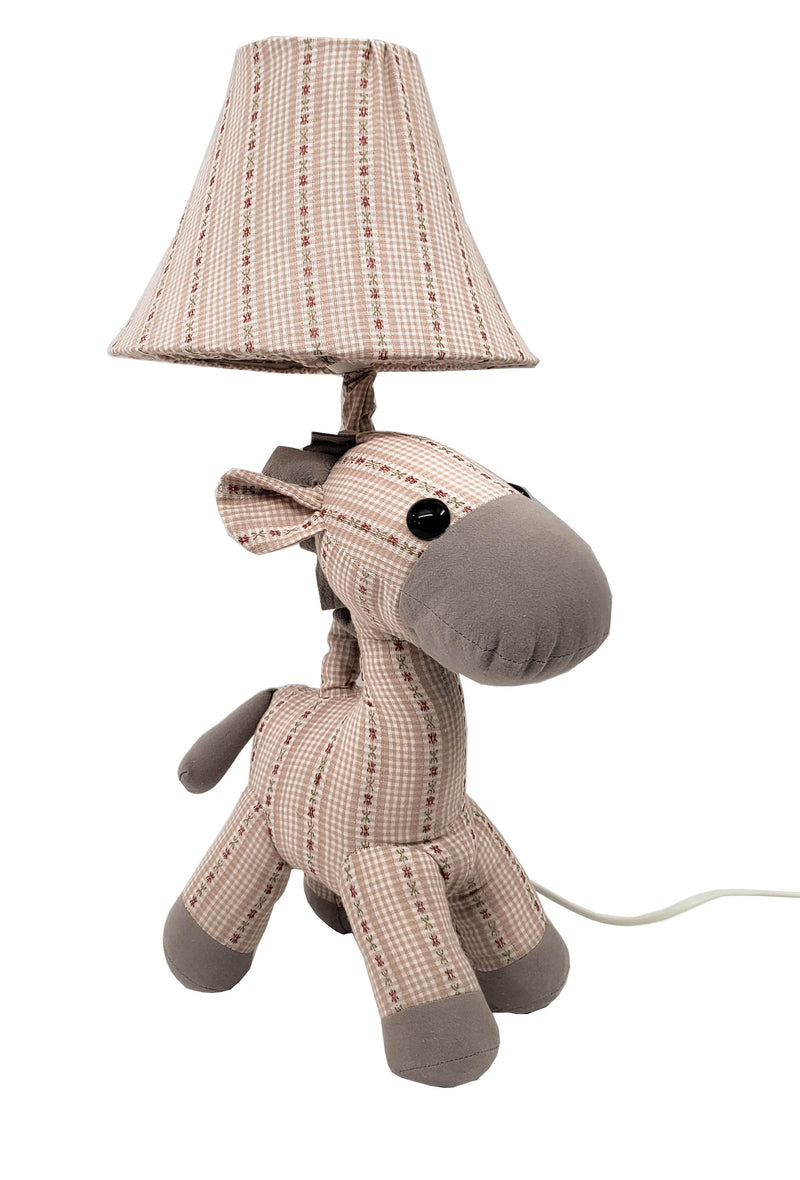 giraffe short Night Lamp - Grey Pink Checks