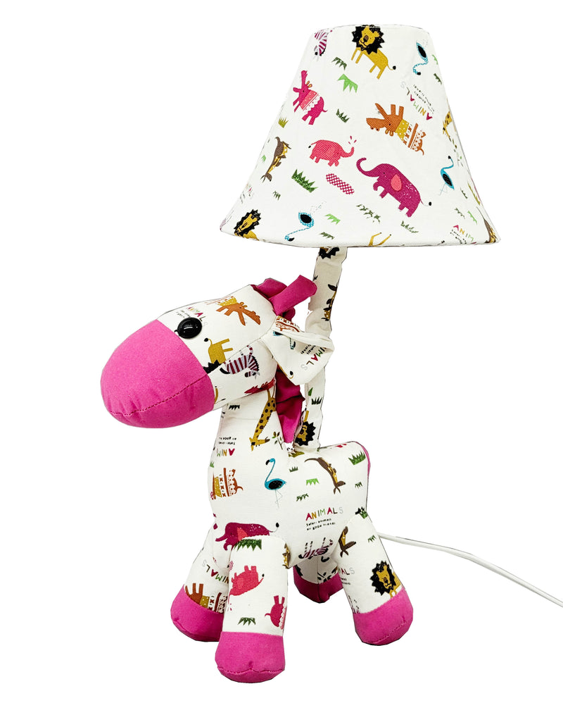 giraffe short Night Lamp - pink and white print 