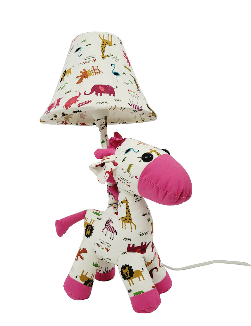 giraffe short Night Lamp - pink and white print 