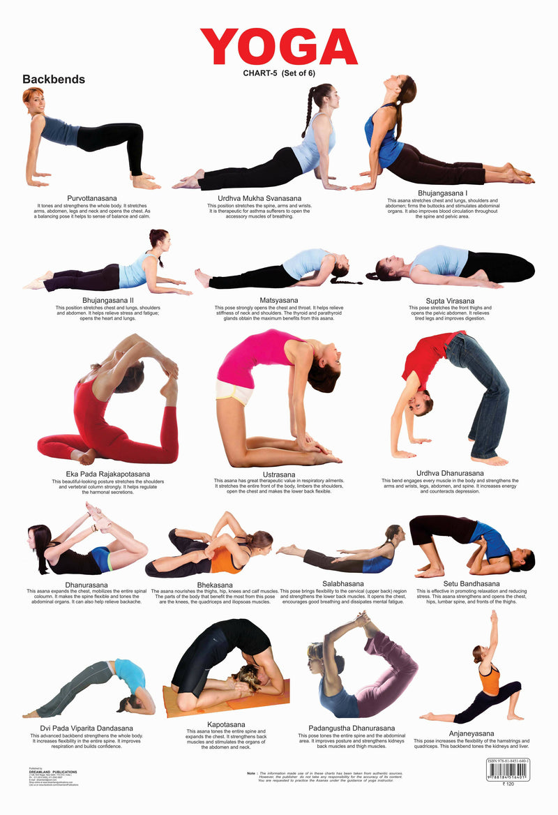 Yoga Poses Chart: Chart / Mini Poster With 60 Common Hatha Yoga Poses /  Asanas in Sanskrit and English : The Mindful Word: Amazon.in: Books