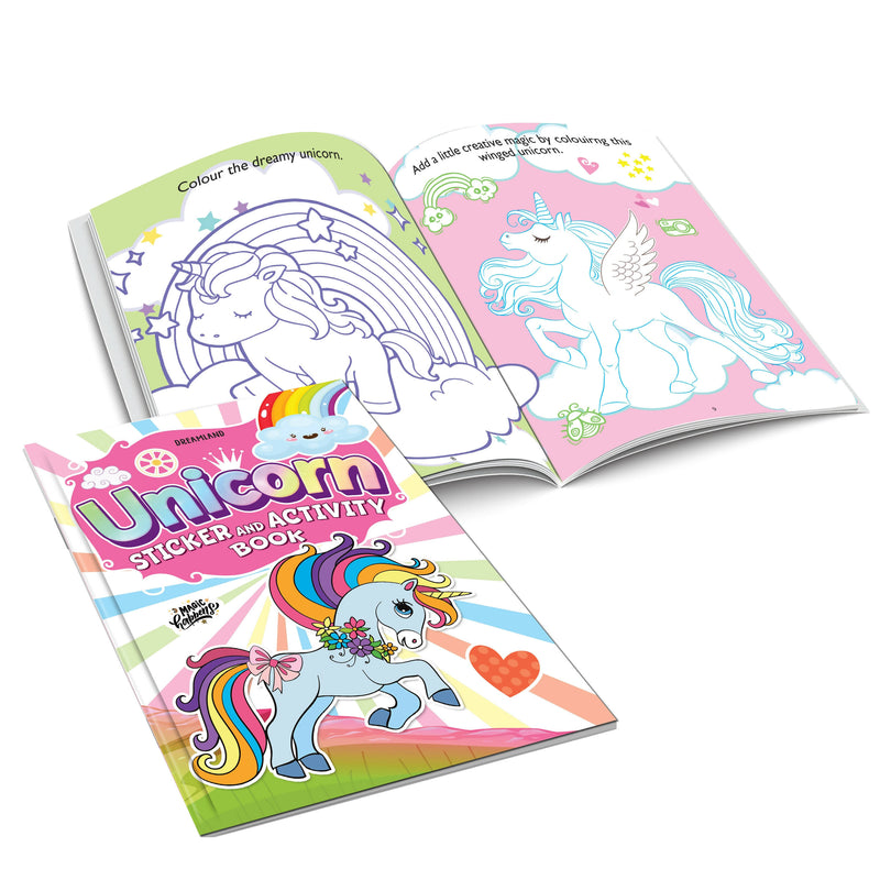 My Unicorn Books Pack - Unicorn Sticker and Activity Book, Copy Colour and Colouring Books : Interactive & Activity Children Book by Dreamland Publications