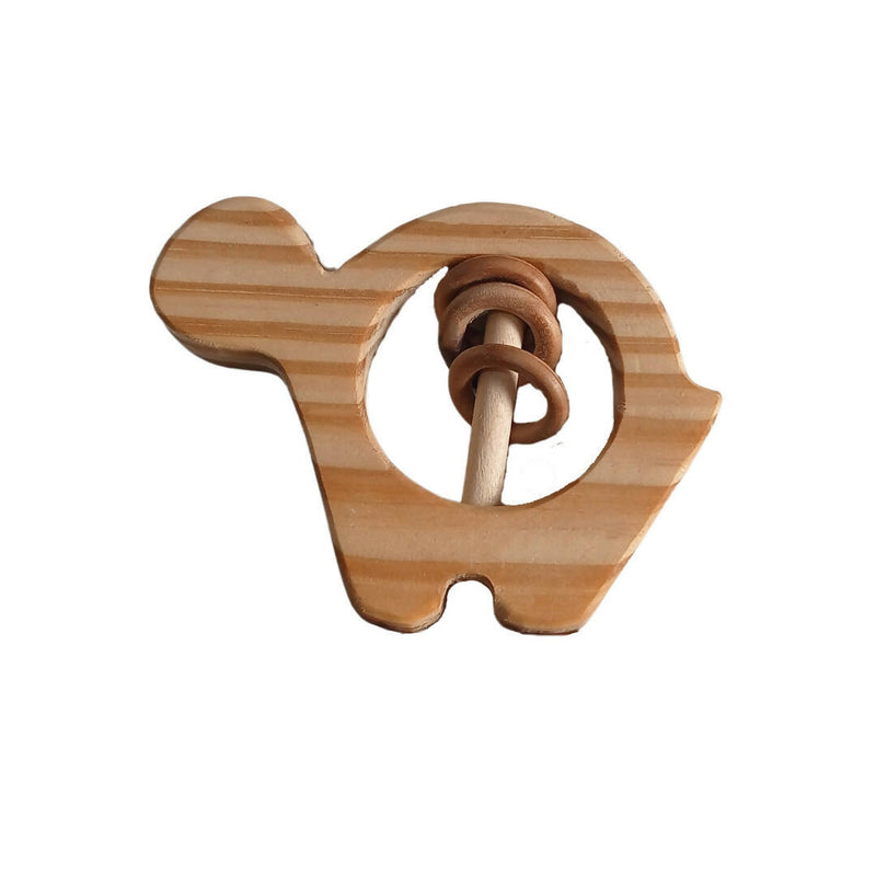 Wooden Animal Shape Baby Rattle (Hippo/Elephant/Turtle/Fish)