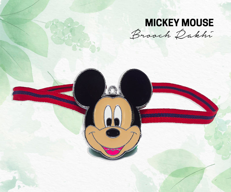 MICKEY MOUSE - THE BROOCH RAKHI WITH KIDS SAFTEY PIN (Personalization Available)