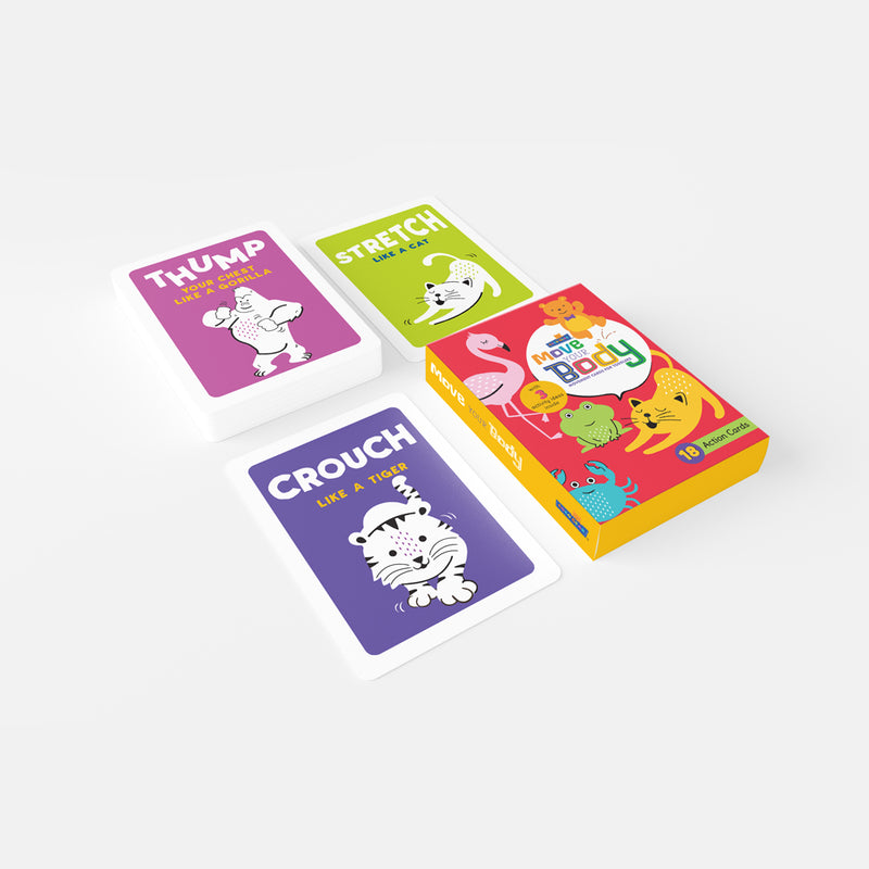 Coco Bear Move Your Body - Movement Card Kit for Toddler Learning and Play - 18 cards - English