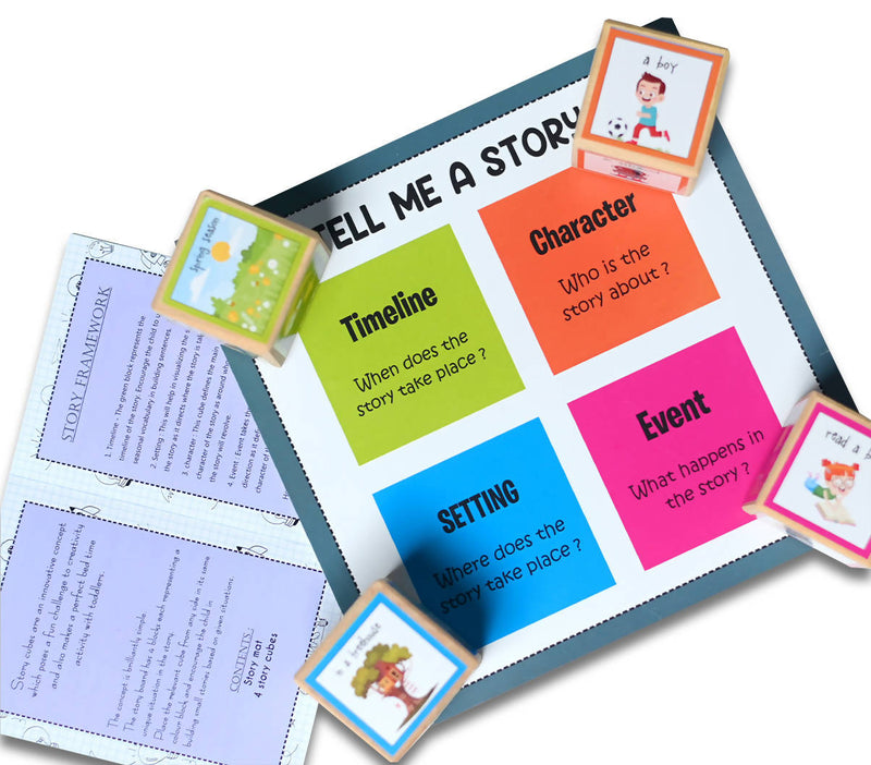 Story Cube with Story mat (Contain Wooden Cube)