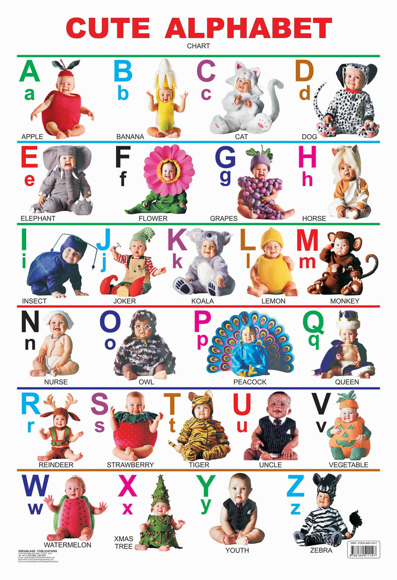 Cute Alphabet : Reference Educational Wall Chart By Dreamland Publications 9788184511147