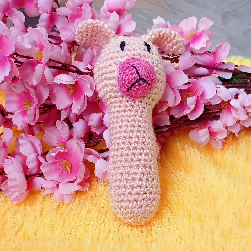 Littleok Handmade Llama Crochet Rattle Toy for Babies | Crochet Rattle Age 6 To 12 Month Babies Handmade Toy With Motherhood Baby Shower Gift