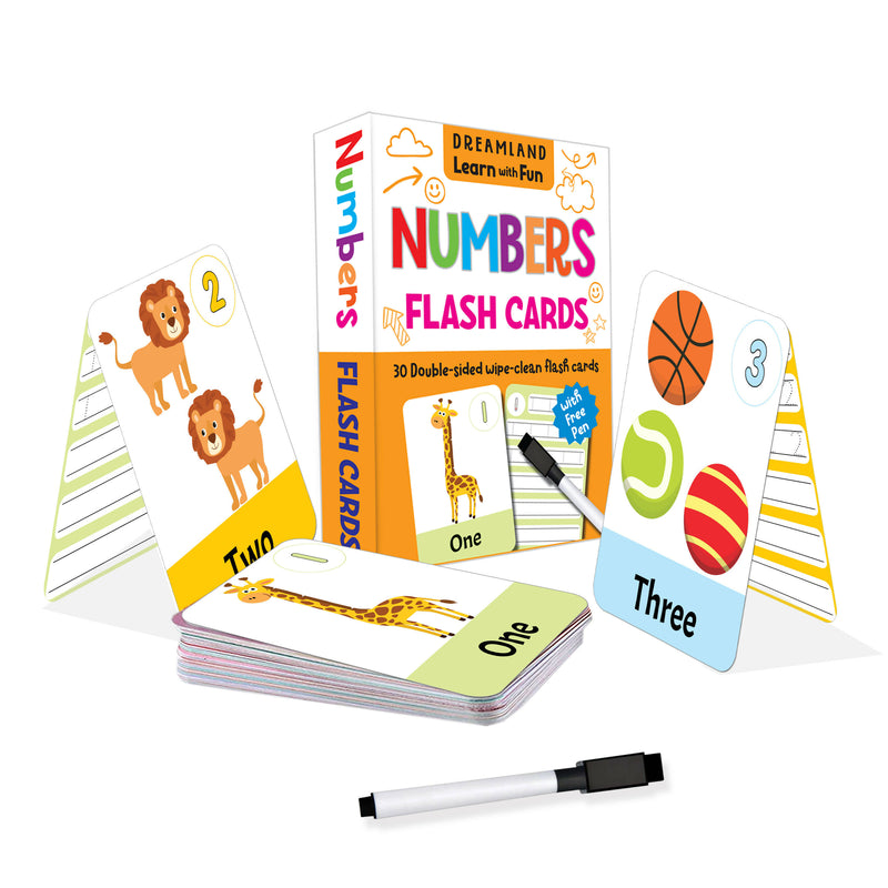 Flash Cards Numbers - 30 Double Sided Wipe Clean Flash Cards for Kids (With Free Pen) : Early Learning Children Book By Dreamland Publications 9789388416023