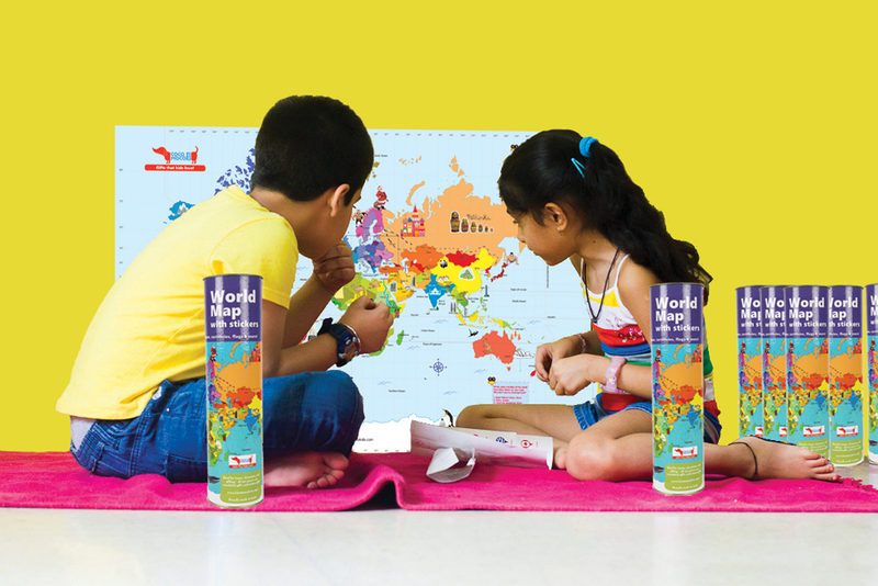 World Map with Reusable Stickers Activity Kit