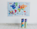 World Map with Reusable Stickers Activity Kit